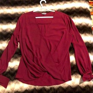Maroon V Neck Blouse